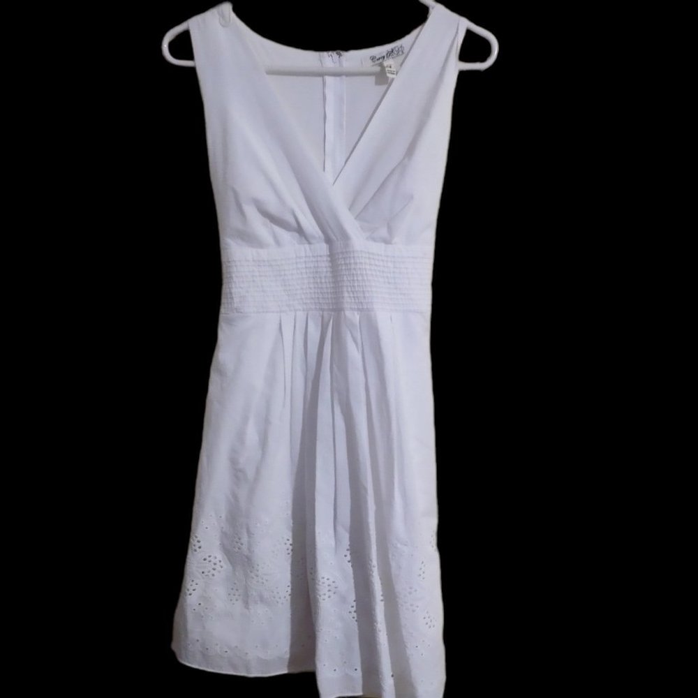 Corey P White Flower Lace Scalloped Sleeveless Sundress 4 NOS back tie zipper - Picture 1 of 11